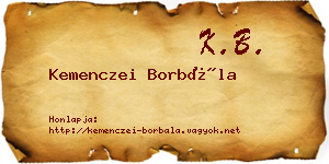 Kemenczei Borbála névjegykártya