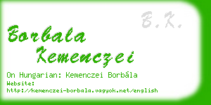borbala kemenczei business card