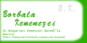 borbala kemenczei business card